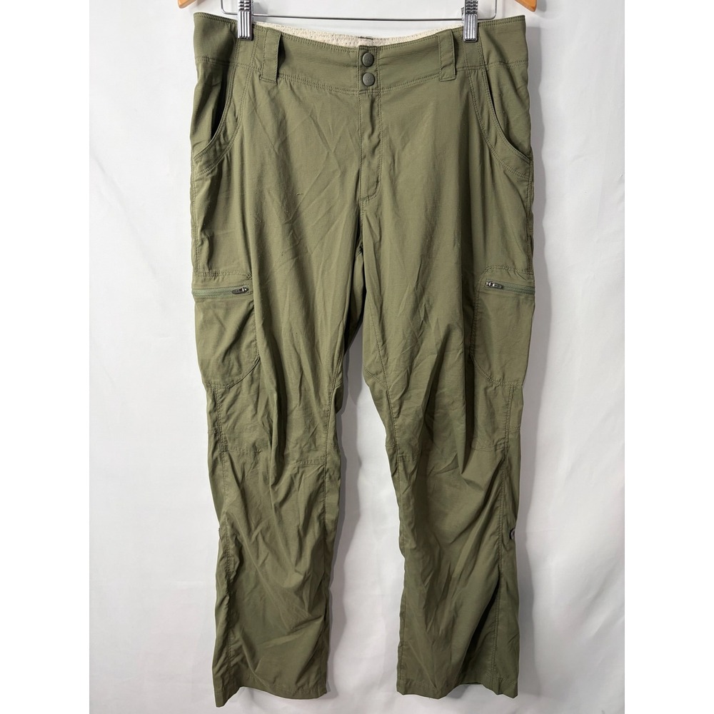 LL Bean Vista Camp Pants Olive Green Nylon Stretch Hiking Cargo 12 Outdoor Light